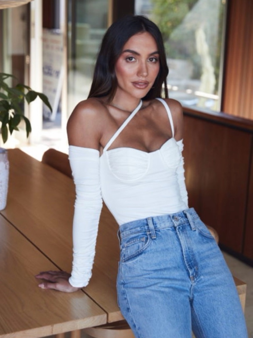 Camila Coelho Charlene Bodysuit in Ivory SMALL